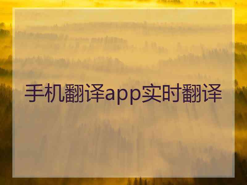 手机翻译app实时翻译